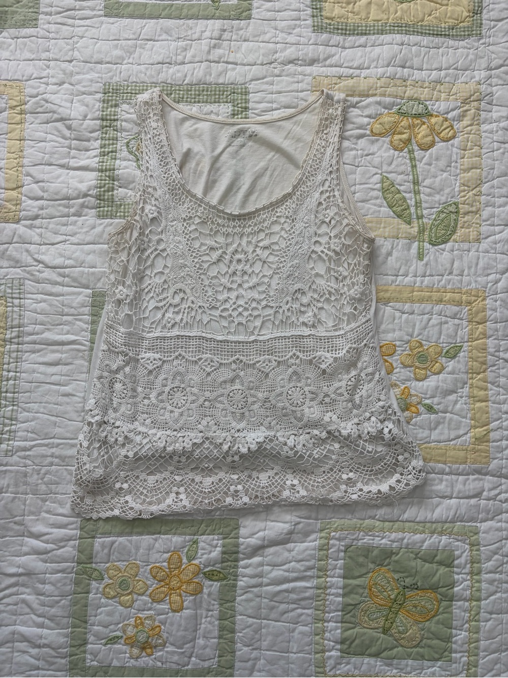Apt. 9 Cream Crochet Lace Tank Top